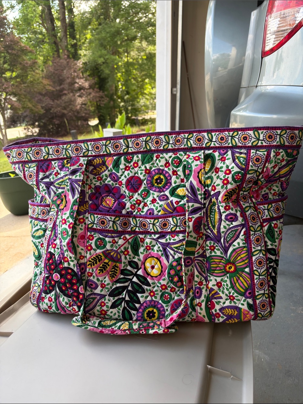 Vera Bradley Floral weekender bag Tote in Purple, Green, Pink